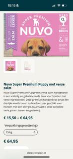 Nuvo super premium zalm puppy brokken 13,4 kg, zalm snack,, Ophalen, Hond
