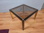 Vintage salontafel bijzettafel rookglas messing eclectisch, Huis en Inrichting, Tafels | Salontafels, 50 tot 100 cm, Vintage mid century design