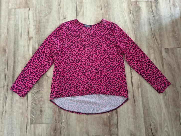 Mooie zwart roze panterprint luipaard blouse Perla Nera, S., Kleding | Dames, Blouses en Tunieken, Zo goed als nieuw, Maat 36 (S)