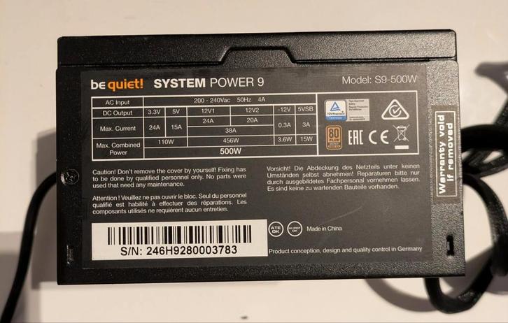 BeQuiet System Power 9 500W Voeding, Computers en Software, Interne voedingen, Gebruikt, Ophalen of Verzenden