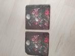 Leisteen 2x met bloemen onderzetters, Huis en Inrichting, Woonaccessoires | Onderzetters, Ophalen of Verzenden, Zo goed als nieuw