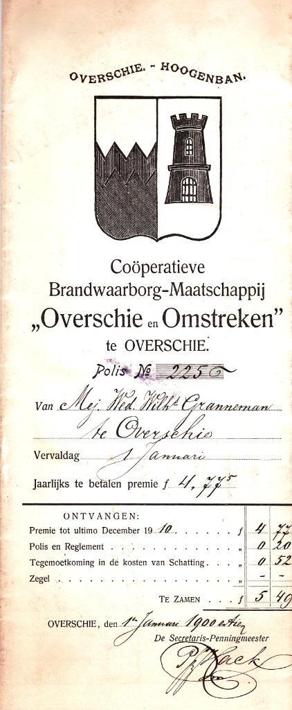 BRANDWAARBORG MAATSCHAPPIJ OVERSCHIE, Postzegels en Munten, Aandelen en Waardepapieren, Verzenden