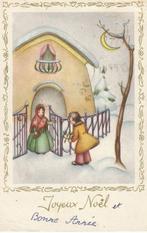 GOUDOPDRUK KERST DORP MEISJE UIT 1956 ZEER MOOIE KAART KJ7, Verzamelen, Ansichtkaarten | Themakaarten, Ophalen of Verzenden, 1940 tot 1960