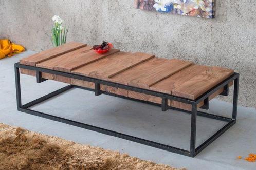 Acaciahouten salontafel met "verspringende" balken, Huis en Inrichting, Tafels | Salontafels, Nieuw, Minder dan 50 cm, 50 tot 100 cm