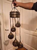 Turkse hanglamp met 5 glazen kapjes, Oosters/Turks, 50 tot 75 cm, Nieuw, Ophalen of Verzenden