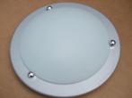 Plafondlamp zilverkleur met melkglas, Huis en Inrichting, Lampen | Plafondlampen, Ophalen of Verzenden, Metaal