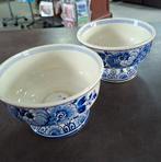 2 Delfts blauwe vaasjes | bloempotjes 10 cm hoog, Ophalen