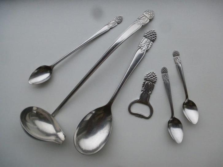 Gero Zilmeta 361 Braam natfruit schep thee bowl vorkjes etc, Huis en Inrichting, Keuken | Bestek, Gebruikt, Los bestek, Rvs of Chroom