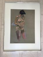 Pastel krijt Tekening Sim Visser ingelijst, Antiek en Kunst, Ophalen