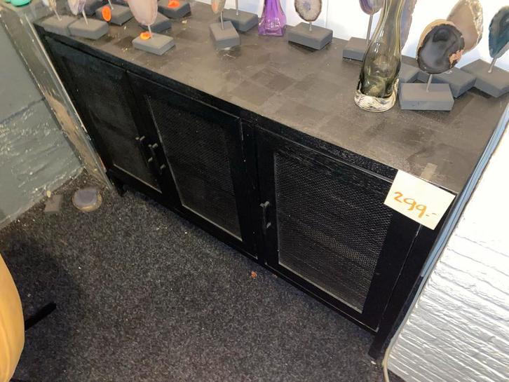 Dressoir massief mangohout zwart 125cm, Huis en Inrichting, Kasten | Dressoirs, Nieuw, 100 tot 150 cm, 25 tot 50 cm, Met lade(s)