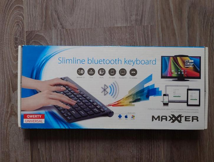Maxxter slimline bluetooth toetsenbord zwart, Computers en Software, Toetsenborden, Zo goed als nieuw, Ophalen of Verzenden