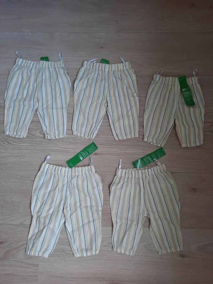 NIEUW! Beige Gestreepte katoenen zomer broekjes Vintage look, Kinderen en Baby's, Babykleding | Maat 62, Nieuw, Jongetje of Meisje