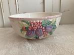 Brocante aardewerk schaal met fruitdecore, Ophalen of Verzenden
