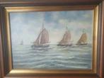 schilderij olieverf op doek Jan Kelderman zeegezicht  boten, Antiek en Kunst, Ophalen