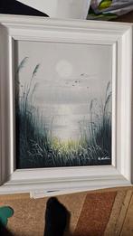 Schilderij R. Mullins - Landschap met Riet en Water, Ophalen of Verzenden