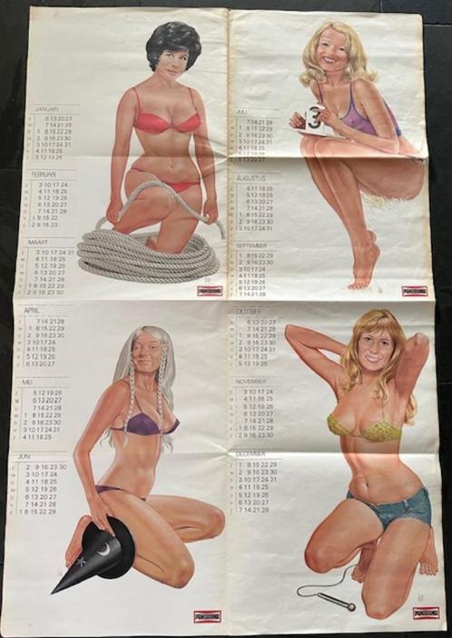 Vintage Panorama "pin up" kalender uit 1974, Antiek en Kunst, Curiosa en Brocante, Ophalen of Verzenden