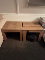 Eiken hout, salon tafel, RVS accent, Huis en Inrichting, Tafels | Bijzettafels, Minder dan 55 cm, Gebruikt, Vierkant, Modern