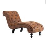 Chaise longue kunstsuède bruin, nieuw in doos, Ophalen of Verzenden, Zo goed als nieuw, Eenpersoons, Minder dan 150 cm