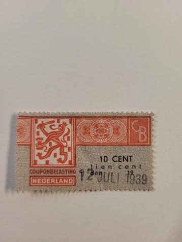 Nederland Couponbelasting 1939 - Gestempeld beschikbaar voor biedingen