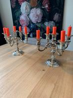 Vintage 5-Armige verzilverde kandelaars, Huis en Inrichting, Woonaccessoires | Kandelaars en Kaarsen, Gebruikt, Overige kleuren
