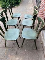 Stevige groene grenenhouten stoelen 6 stuks, Ophalen, Gebruikt, Overige kleuren