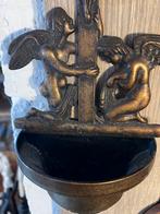 Bronzen wijwaterbak met engelen en Christus, Antiek en Kunst, Ophalen of Verzenden