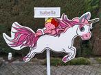 Geboortebord baby op roze paardje unieke verrassing., Ophalen, Nieuw, Geboortebord