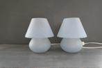 Vintage Vianne lichtblauwe glazen mushroom lampen, Huis en Inrichting, Lampen | Tafellampen, Verzenden, Vintage, Minder dan 50 cm