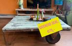 Industriële salontafel  vintage fabriekskar, Ophalen, Gebruikt, Metaal, Authentieke industriële look