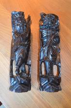 2 Hardhouten Chinese beelden Boogschutter en Wijze (?), Antiek en Kunst, Ophalen of Verzenden