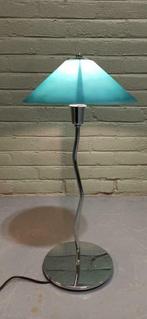 Vintage frost glass tafellamp, groen/blauw, Tweedehands, Tweedehands, Ophalen of Verzenden, Glas