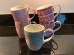 5 Pip Studio Bekers 350ml early bird floral ribbon pink blue, Ophalen of Verzenden, Zo goed als nieuw, Overige stijlen, Kop(pen) en/of Schotel(s)