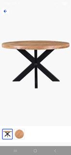 Ronde eettafel met metalen onderstel, Huis en Inrichting, Tafels | Eettafels, Gebruikt, Rond, Ophalen of Verzenden, Metaal