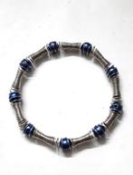 Leuke armband verenstaal met blauwe kralen (5249-2), Ophalen, Nieuw