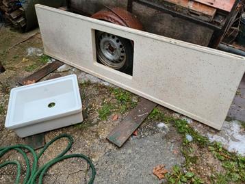 terrazzo blad incl porseleinen spoelbak beschikbaar voor biedingen