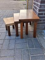 Miniset massief eiken, Huis en Inrichting, Tafels | Bijzettafels, Gebruikt, 55 tot 75 cm, Nvt, Oud