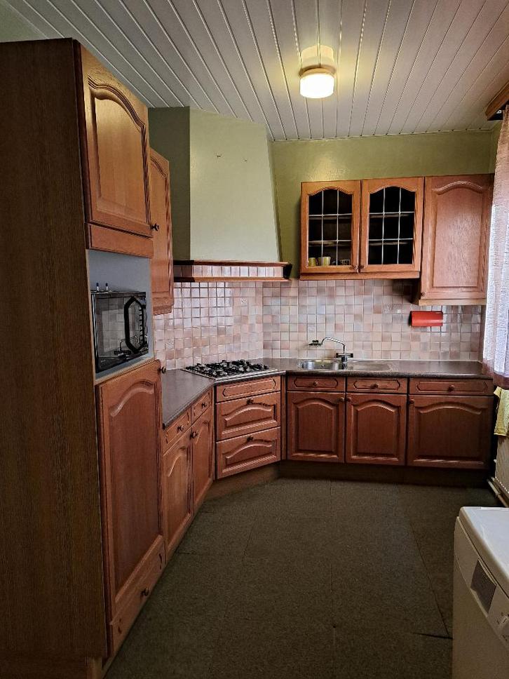 eiken fineer keuken, Huis en Inrichting, Keuken | Complete keukens, Gebruikt, Hoekkeuken, Bruin, Kunststof, Ophalen