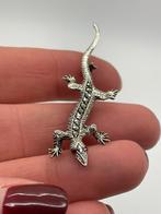 C238 Prachtige zilveren broche hagedis, Ophalen of Verzenden, Zilver, Broche, Met edelsteen