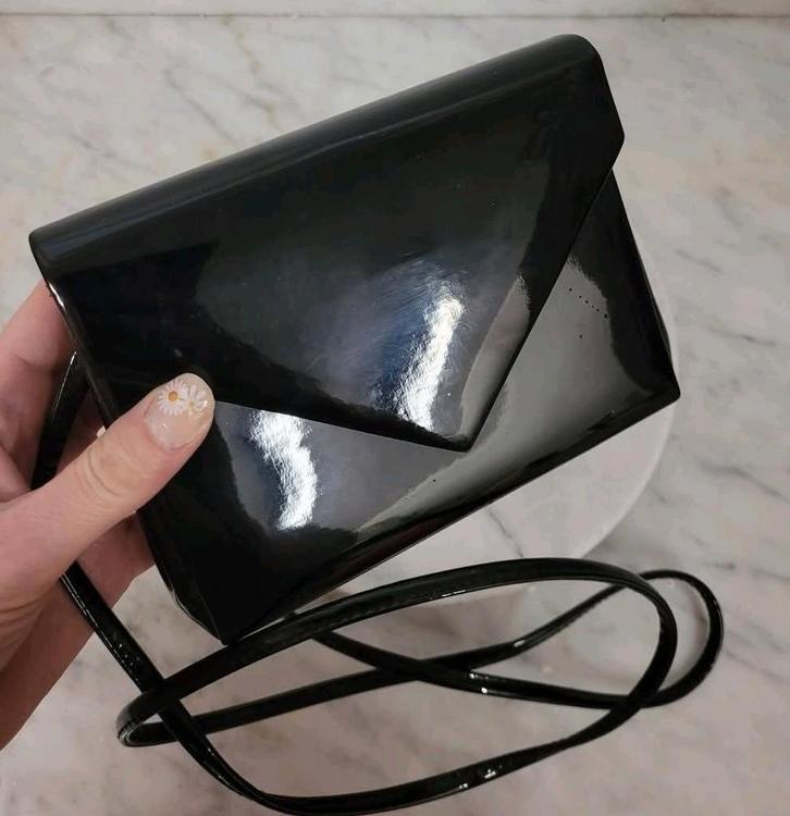 Zwart lak tasje, Sieraden, Tassen en Uiterlijk, Portemonnees, Zo goed als nieuw, Zwart, Ophalen of Verzenden