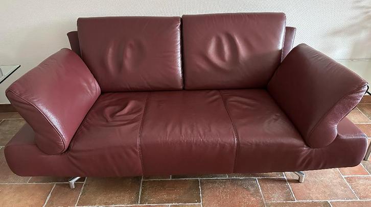 Lederen Montèl bank met 2,5 zitplaatsen, Huis en Inrichting, Banken | Bankstellen, Gebruikt, Rechte bank, Overige maten, 150 tot 200 cm