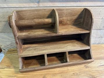 Grote Houten gruttersbak met keukenrolhouder beschikbaar voor biedingen