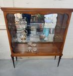 Vintage vitrinekast met glazen schuifdeurtjes en ruitmotief, Huis en Inrichting, Ophalen, Gebruikt, 50 tot 100 cm, 150 tot 200 cm