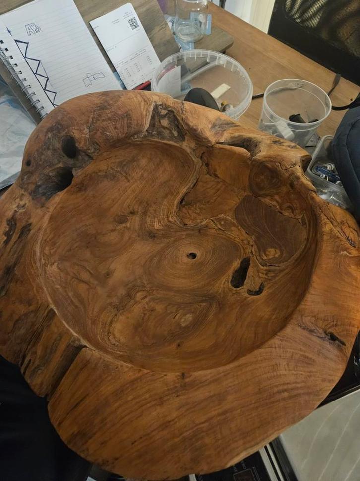 Houten Schaal - Uniek Design, Huis en Inrichting, Woonaccessoires | Schalen en Manden, Gebruikt, Schaal, Rond, Hout, Ophalen of Verzenden