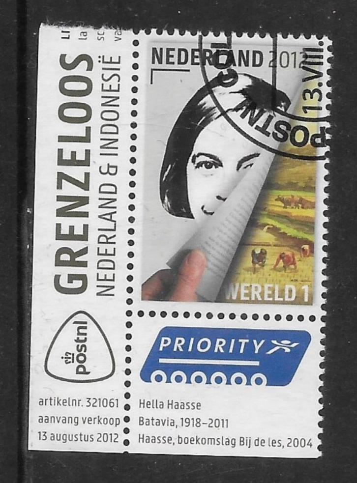 2012, Grenzeloos NL/Indonesië, Hella Haasse [2967] (K2516), Postzegels en Munten, Postzegels | Nederland, Ophalen of Verzenden