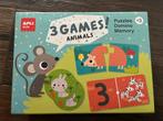 Apli kids - 3 games Animals, Ophalen, Meer dan 50 stukjes, Zo goed als nieuw