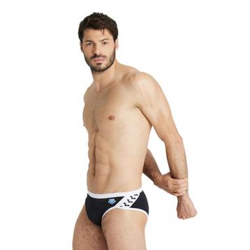 Nieuwe Arena M Icons Swim Briefs Solid Zwembroek Black White beschikbaar voor biedingen