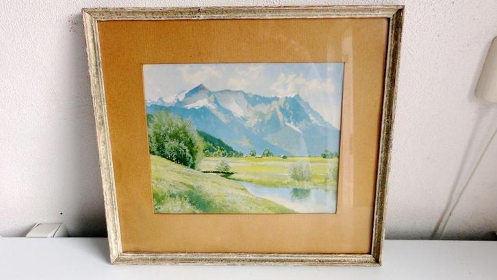 Schilderij, berglandschap H.Ras Steenwijk Kunsthandel, Antiek en Kunst, Kunst | Schilderijen | Klassiek, Ophalen of Verzenden