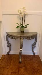 Oude zilver kleurige halfronde Barok stijl Sidetable tafel, Ophalen