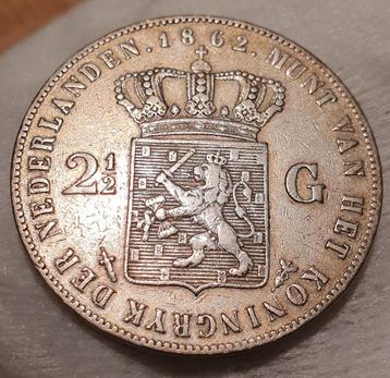 Rijksdaalder 1862 Willem III Zilver beschikbaar voor biedingen
