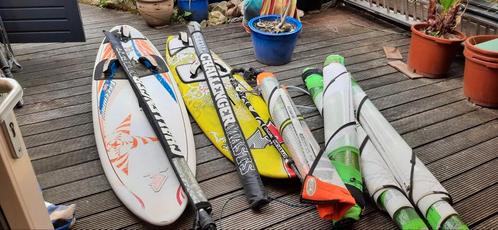 Complete wave windsurfset met 2 boards en 4 zeilen, Watersport en Boten, Windsurfen, Gebruikt, Complete set, Minder dan 250 cm